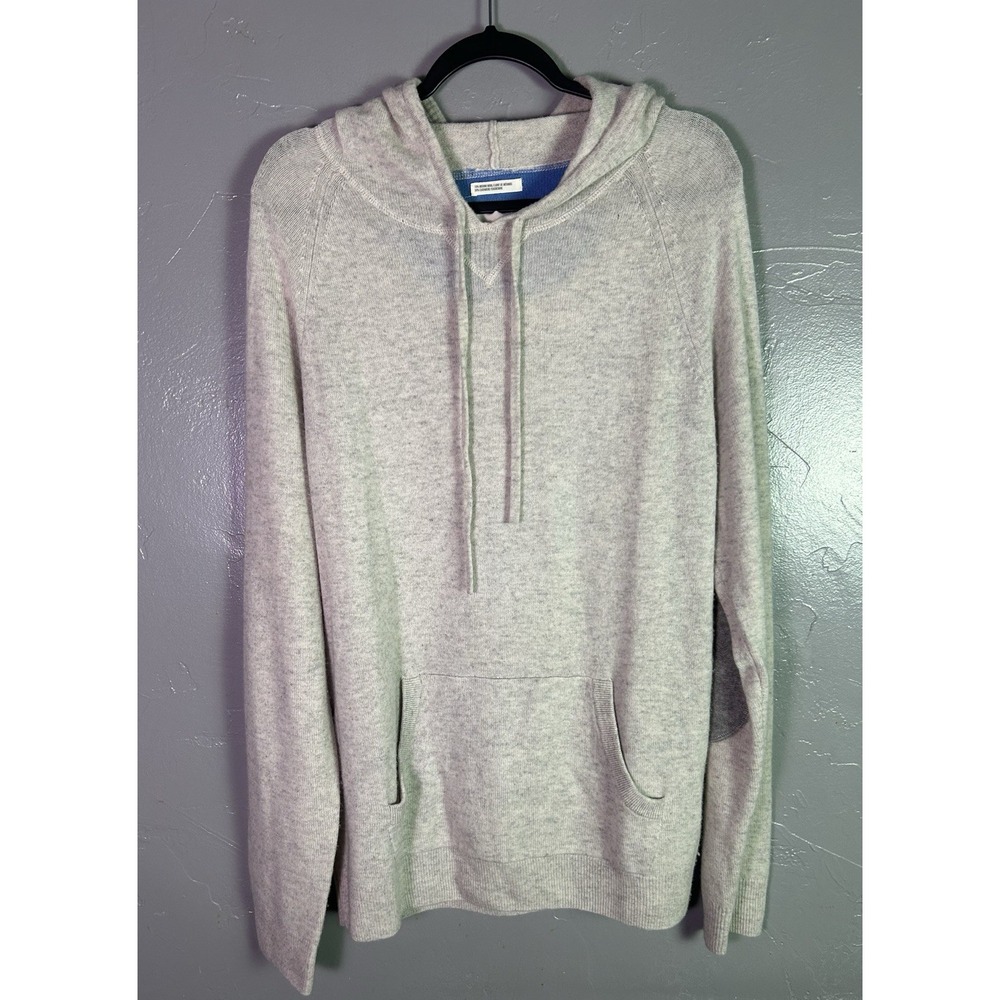 Mens 1901 Merino Wool & Cashmere Hooded Sweater Light Grey XL